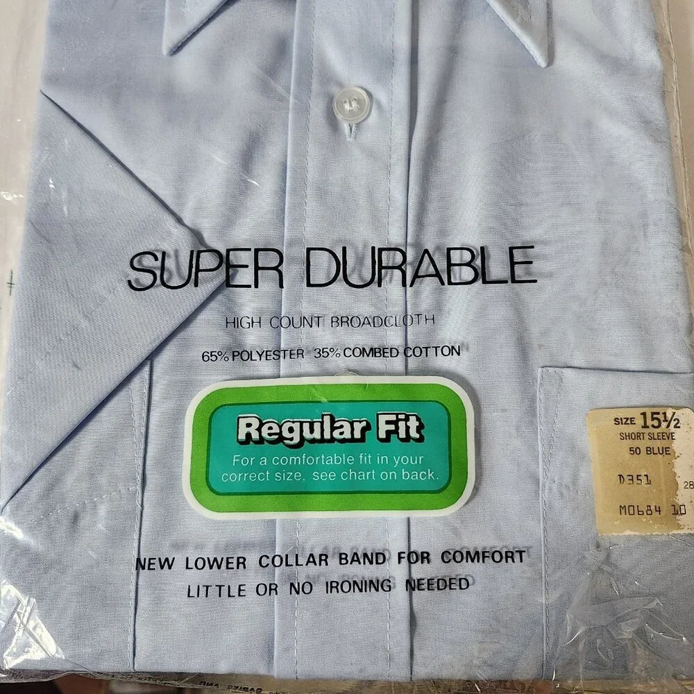 VTG Montgomery Ward Short Sleeve Dress Shirt 70's Pointed Collar Size‎ 15.5 Blue